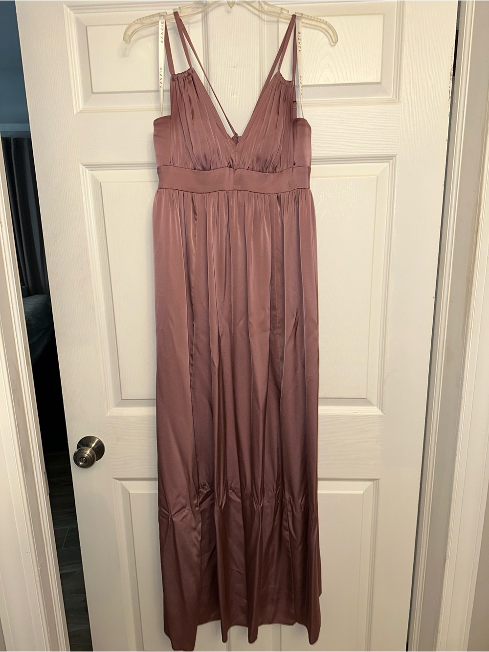 Azazie Dusty Mauve Spaghetti Strap Maxi Dress